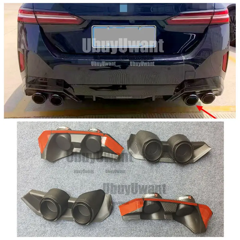 Für BMW 5er G60 G68 2024+ Schwarz/Carbon Farbe Hinten ABS Chrom Schwanz Auspuff Spitze End rohre