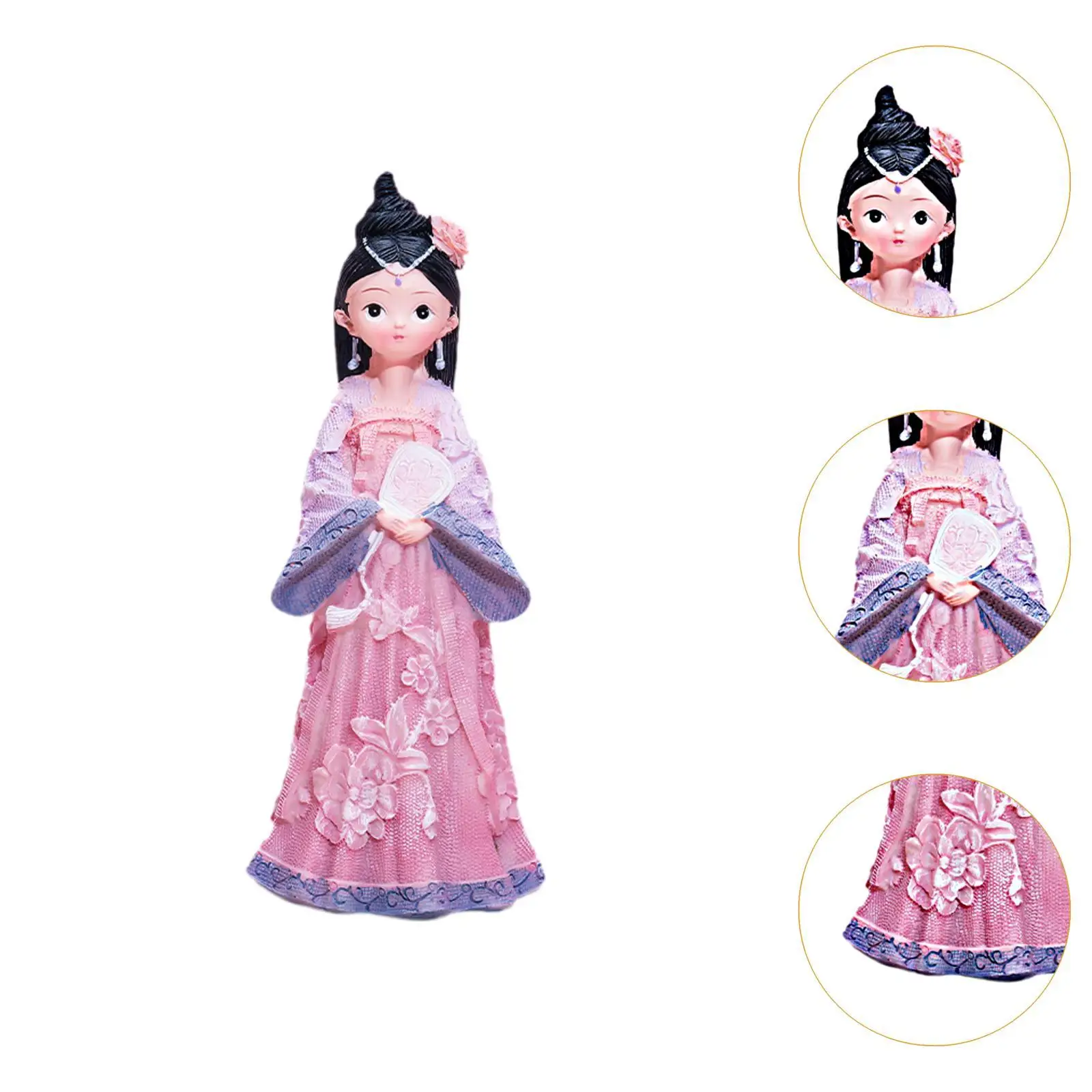 Chinese Ancient Girl Doll Resin Gifts Decorations Artwork Novelty Figurine for Bookshelf Living Room Desktop Bedroom Nightstands