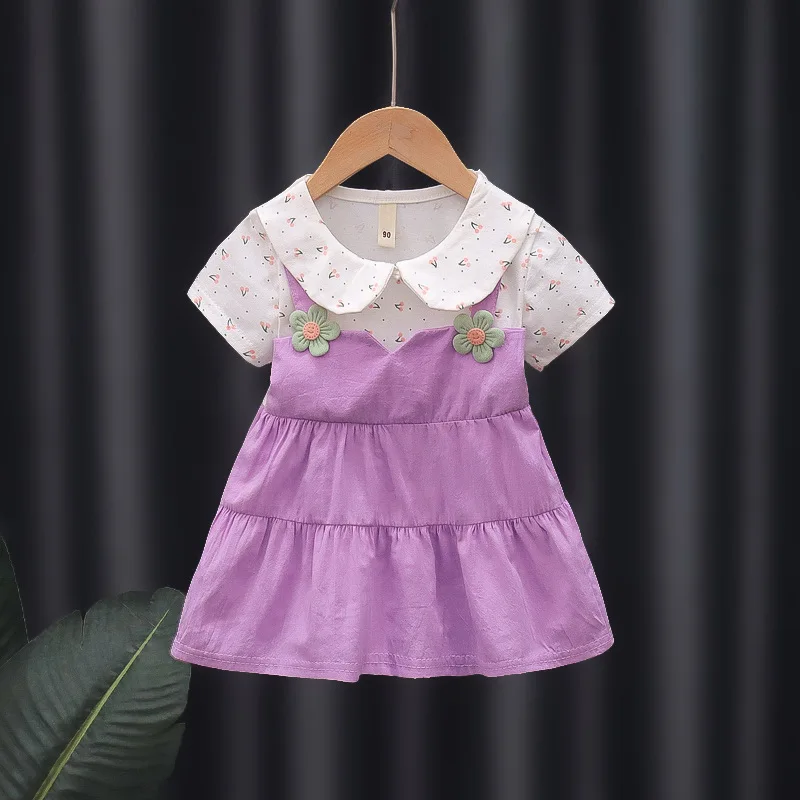 Summer Baby Girl Dress Doll Collar A-Line Princess Dress Flower Wedding Costume Casual Children Clothing Kid Outfit Infant A1023