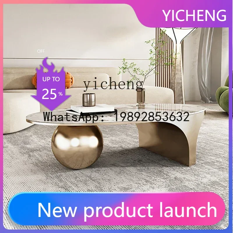 

C1 rock slab coffee table simple household small apartment living room round coffee table round