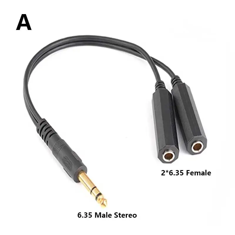 Stereo/Mono 3.5 6.35 Male To 2x6.35 Female Adapter Cable 1/4 6.35mm Plug To Dual 6.5mm Jack RCA Y Splitter Stereo Audio Cord