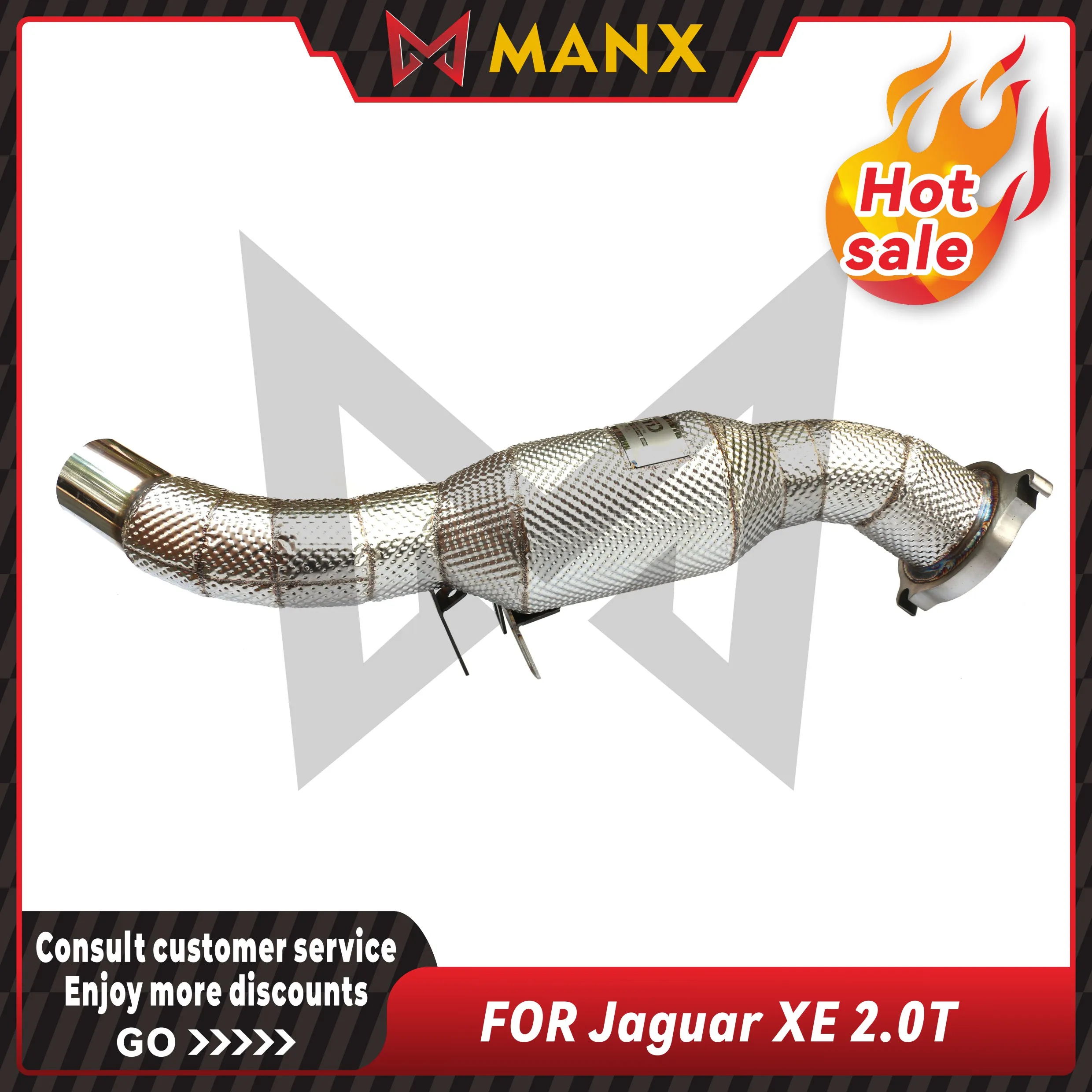 

MANX Car Exhaust system for Jaguar XE 2.0T Catalyzed Downpipe Catless Downpipe Stainless steels Performance exhaust pipe