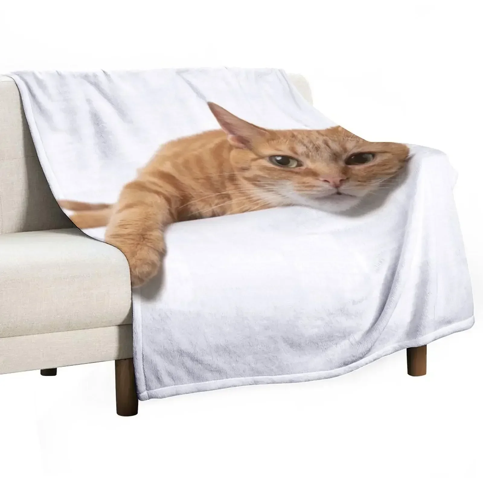 Orange Tabby Cat Laying on a White Background Throw Blanket Kid'S Bed For Decorative Sofa cosplay anime Blankets