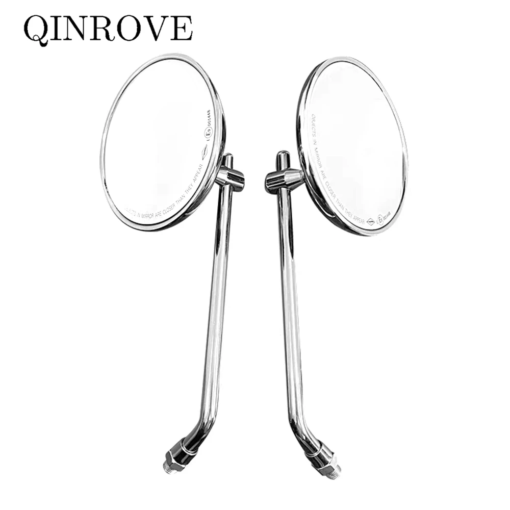 Universal 8/10MM Motorcycle Rearview Mirrors Black Chrome Retro Round Side Convex Mirror for Ducati Monster 797 Benelli TNT150