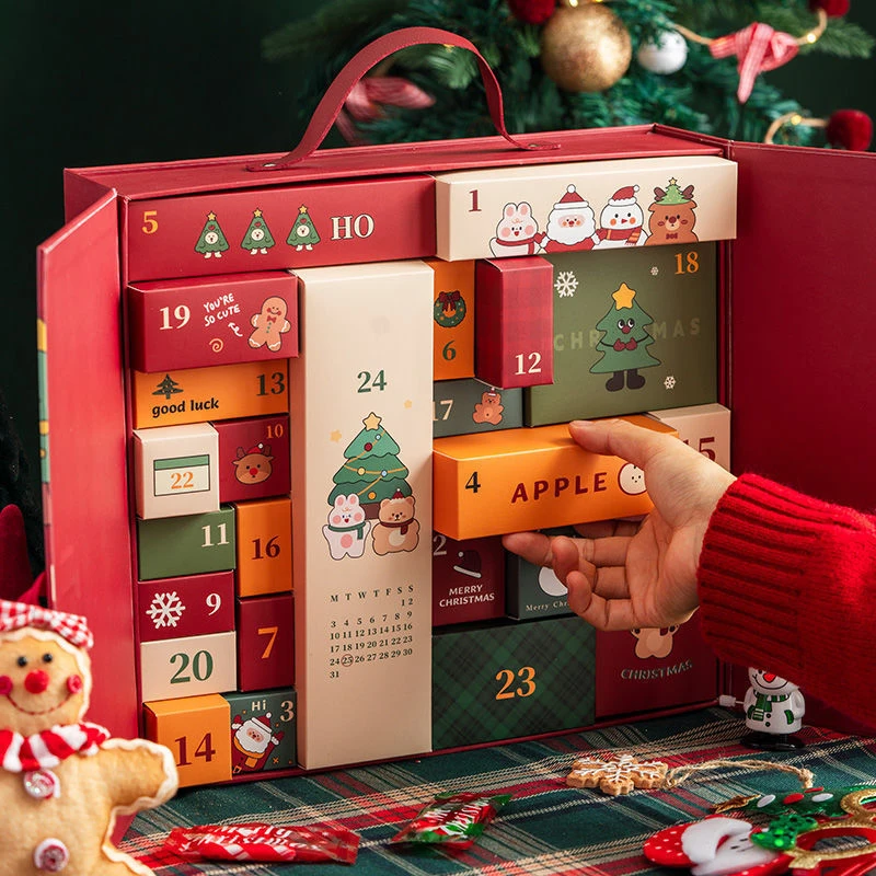 

24-Day DIY Christmas Countdown Advent Calendar; Comes with Blank Cardboard Treasure Boxes for Personalization
