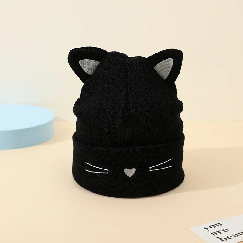 Spring Autumn Warm Hat for Toddler Kawaii Cat Beanie for Kids Boy Girl Warm Elastic Baby Hat for 1-5 Year Clothes Accessories