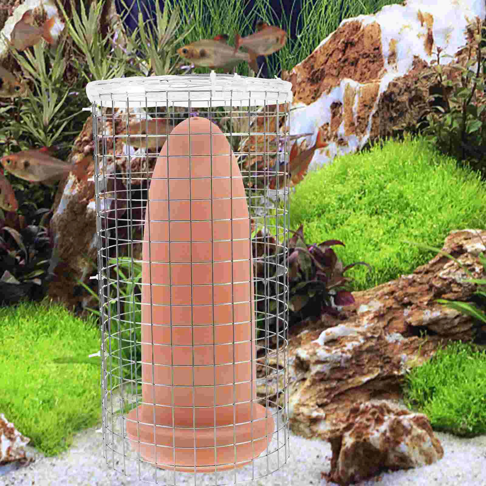 Spawning Bucket Fish Breeding Cone Tank nament Decoration Medium Pottery Clay Set Isolation Net for Aquarium Shrimp Angelfish