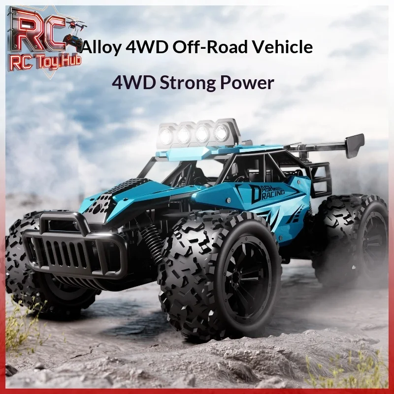 

Metal 4wd Rc Climbing Car 2.4g High Speed Off-Road Truck Alloy Body Drift With Led Lights Remote Control Racer Toy For Boys Kids