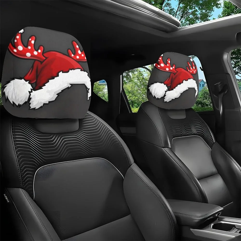 2-Pack Cute Reindeer Antler Print Car Headrest Covers, Simple and Stylish, No Filling, Easy to Install, Washable, Suitable for Holiday Road Trips, Couple Dates, Exquisite Decoration, Adds Fun, Perfect Gift for Family and Friends, Holiday Throw Pillows, Best Car Seat Cushion Gift, Home Throw Pillows, Car Decorative Throw Pillows, Halloween, Christmas Gifts