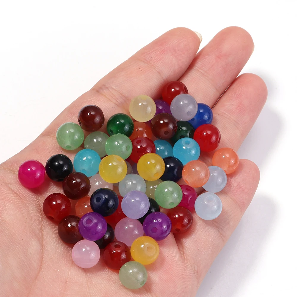 

60pcs 8mm Colorful Glass Beads Solid Loose Spacer Beads For Necklace Bracelet DIY Charms Jewelry Making Accessories Wholesale