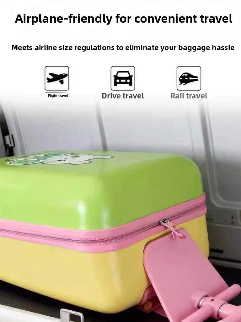 OKD2026 New Children's Rideable Lage 20-Inch Travel Suitcase Fem Cartoon Sle Polyester Inner Material Zipper Closure
