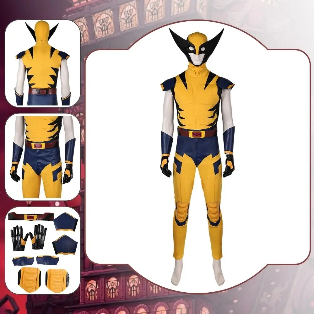 زي تنكري من Wolf Logan للرجال البالغين ، زي كرتون خيالي ، شرير فائق ، تنكر ، سترة جلدية ، بنطلون ، ملابس حفلات الهالوين ، X 97