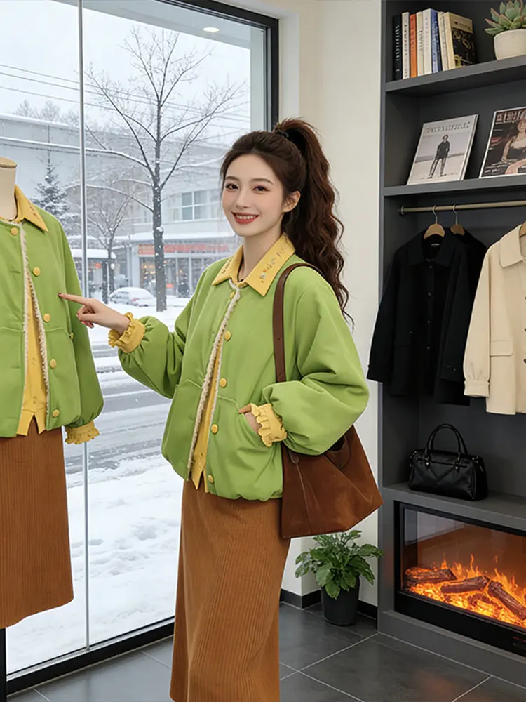 

Korean Sle ort Thiened Winter Jaet Women's Loose Warm Cotton Coat Spring 2026 New Arrival Casual Comfortable Design