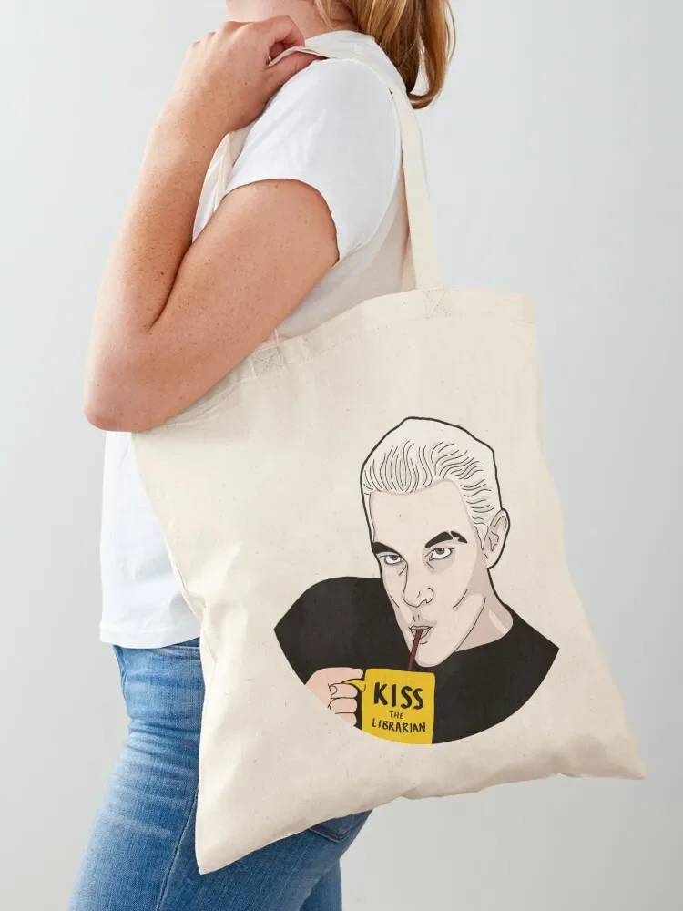 Spike Kiss the Librarian BtVS Tote Bag woman shopping bag cute tote bag Gift Canvas