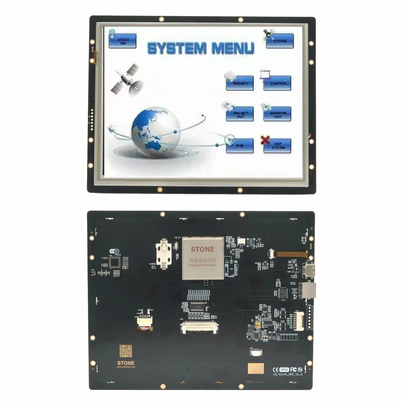 SCBRHMI I Series - 10.4'' HMI Intelligent Resistive Touch Display TFT LCD Full-color Module Support STONE Editor