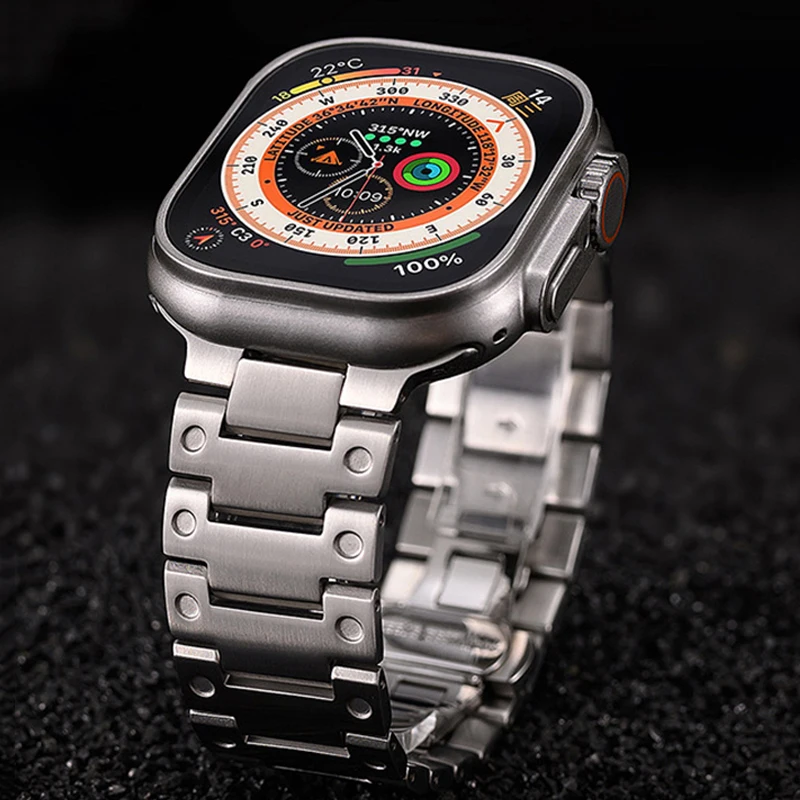 

Stainless Steel Band For Apple Watch Ultra 2 49mm 46mm 45mm 44mm 42mm Titanium Color Metal Strap for iWatch Series 10 9 8 7 6 SE
