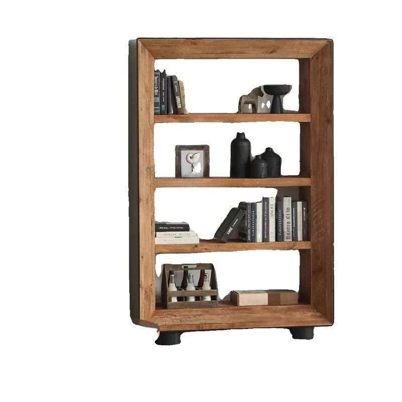 

Wabi Sandy Wind Decorative Solid Wood Display Cabinet Retro Old Homestay Style Bookcase Locker Floor