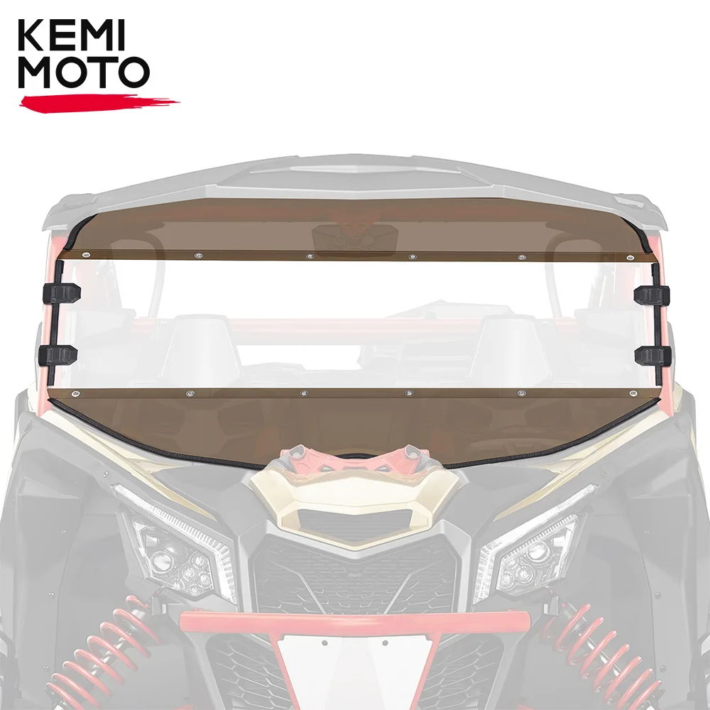 

KEMIMOTO UTV Compatible with Can-am Maverick X3 Max XRS XDS Turbo RR 2017+ Tinted Hard PC Combination Full Windshield Winscreen