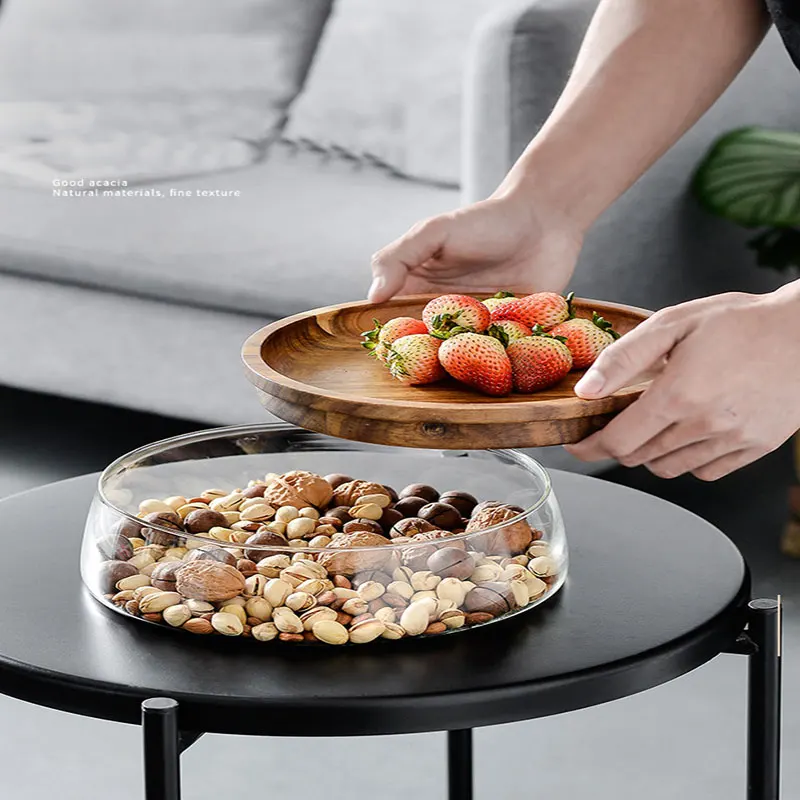 Assiette de fruits et de noix minimaliste, bol à bonbons, table de thé, verre à double couche, boîte de rangement pour la maison, le salon