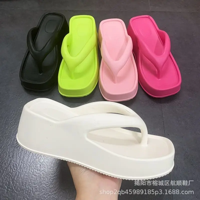 Summer EVA Bow Herringbone Slippers For Women Slides Bathroom Anti Slip Platform Cake Thick Soles Sandals