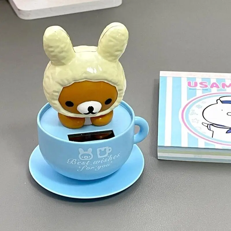 Rilakkuma Teacup Rabbit Will Nod Solar Energy Small Toy Bedroom Desk Desk Top Decorative Ornaments Classmate's Birthday Gift