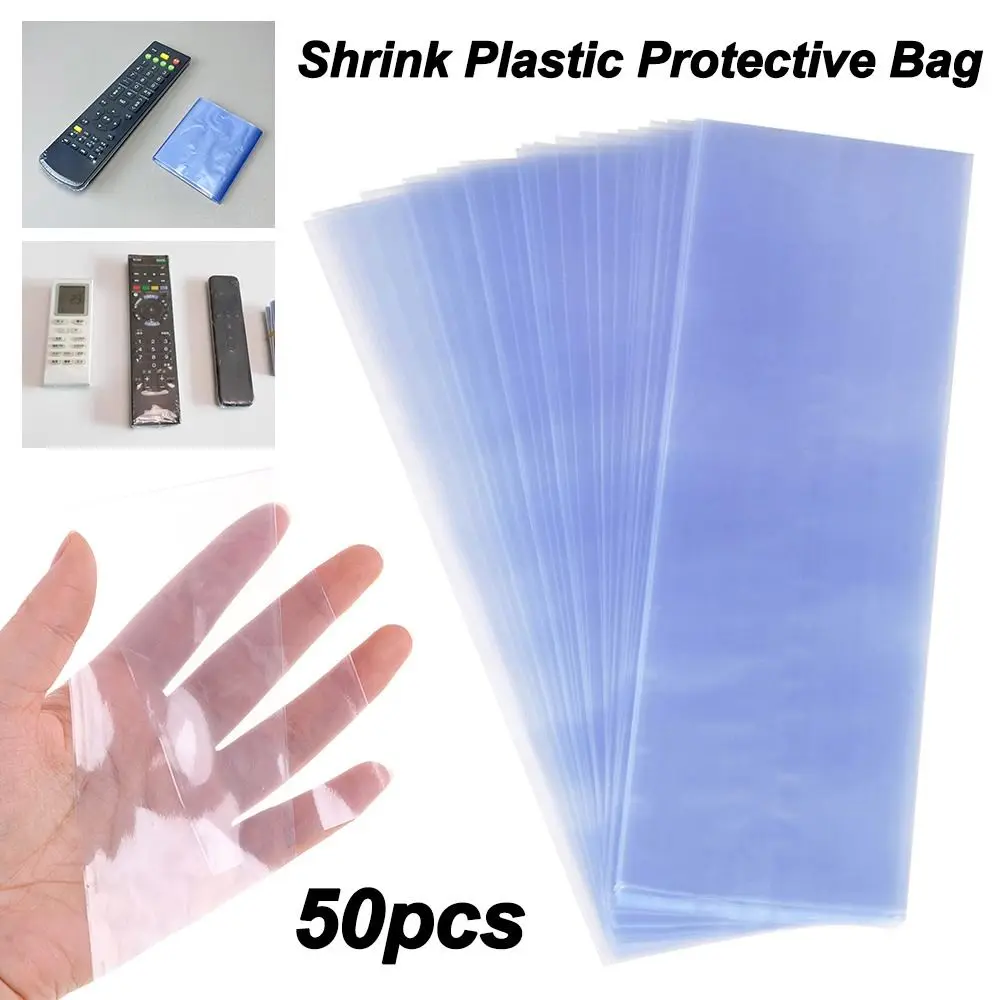 50Pcs PVC Shrink Wrap Remote Control Shrink Wrap Bags Dustproof Oilproof Transparent Heat Shrink Film Bags Heat Shrinkable