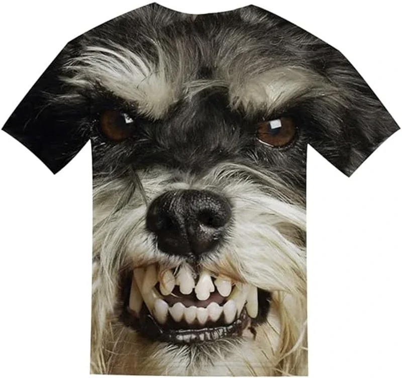 Camisetas con estampado 3D de cara de perro divertida de talla grande para hombres y mujeres, camisetas casuales de moda de verano con animales, camisetas de tendencia para niños