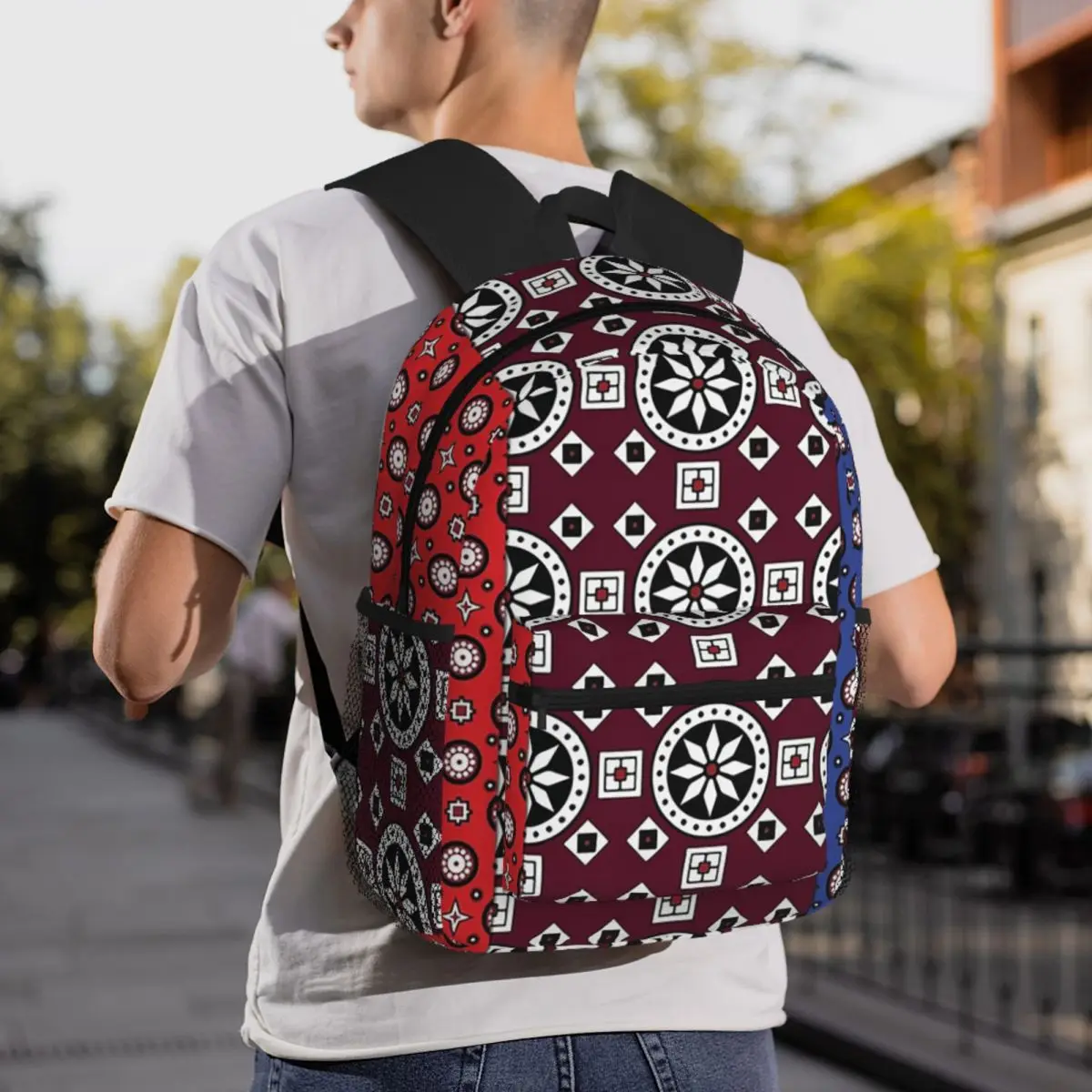 

Sindhi Ajrak The Cultural Art Of Sindh Triple Backpack Daypack Large Capacity BookBag School Bag Shoulder Bags for Men Women