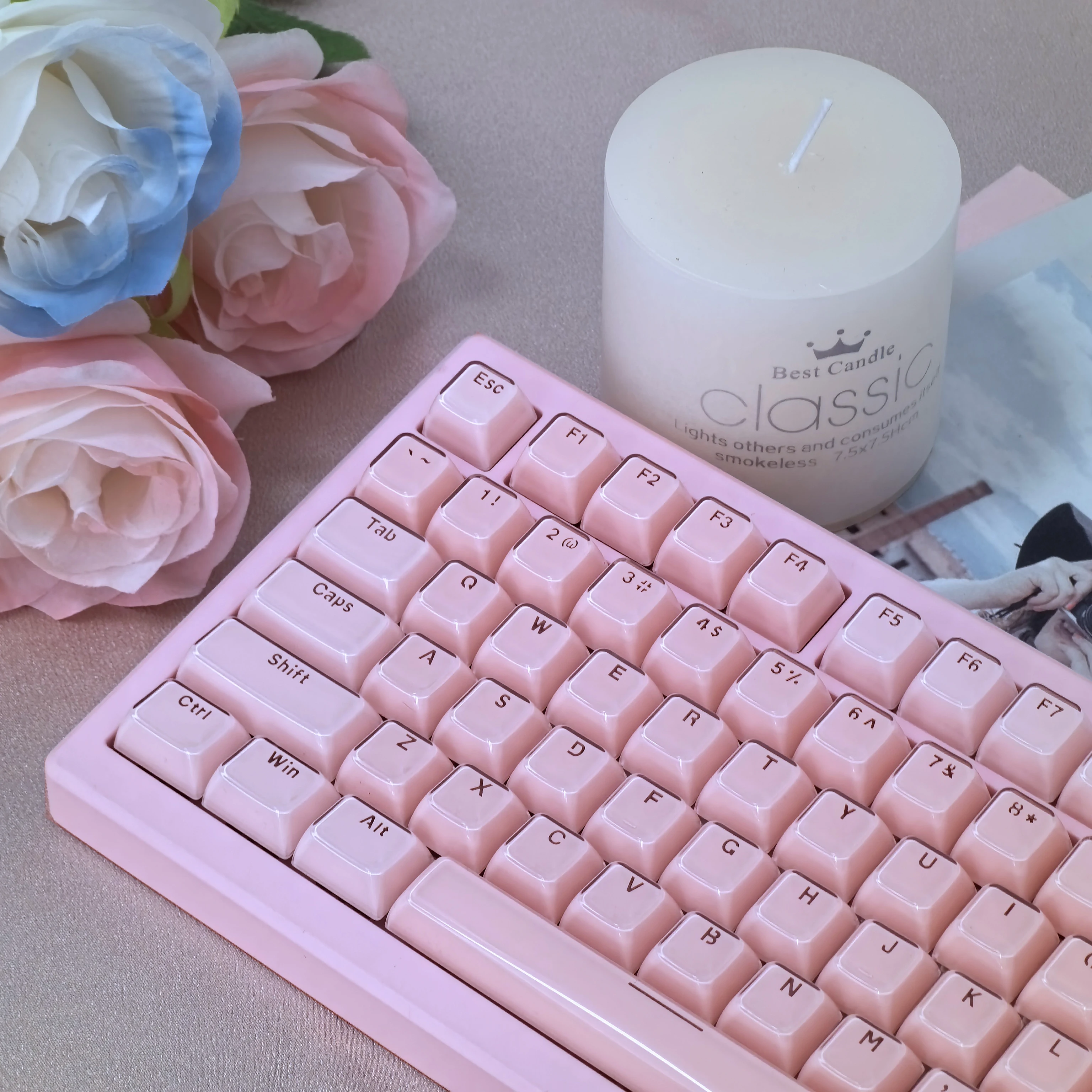 Jelly Keycaps ICE Crystal Translucent Characters Pc+Pbt Material OEM Diy Customized Keycap Set White Blue Pink Keycap 136 Keys
