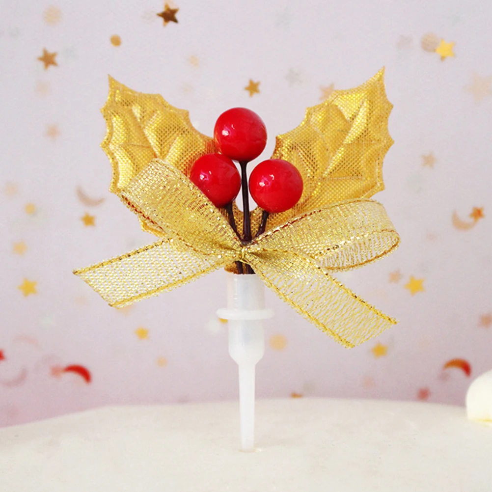 

10 PCS Plug-in Christmas Tree Wreath Decor Cake Decorations Xmas Picks Ornaments