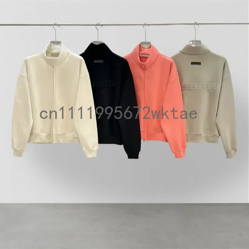 

Мужская толстовка-поло на молнии FW22 с двойной линией, флокированными буквами на спине, воротником-стойкой и молнией, кардиган-худи, куртка
