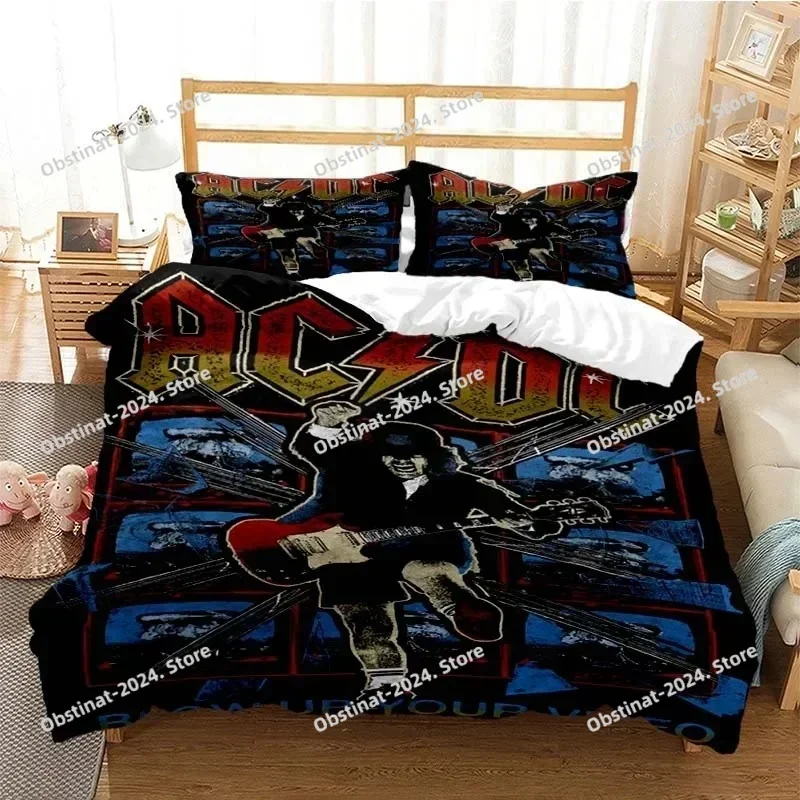 3D ACDC Bedding Set Rock Band Duvet Cover Full Queen King Size Pillowcase Bed Printed Bed Set Aldult Kid Bedroom Single Twin