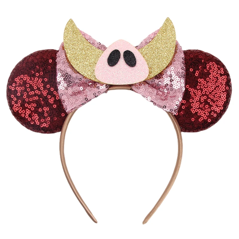 2026 Lion Character Mouse Ears Headband For Kids Party Festival Cosplay Animals Kingdom Hair Accessories Sequins Bow Hairband view 5