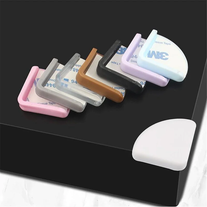 4pcs Silicone Anti- Collision Table Corner Guards Solid Desk Edge Guards Angle Pad Kids Window Glass Safety Protection Cover