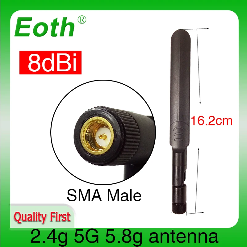 EOTH 5pcs 2.4g 5.8g antenna 8dbi sma male wlan wifi dual band antene router antena for huawei router