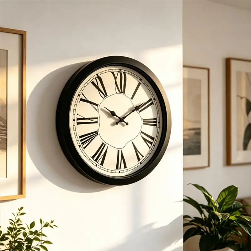 Black Wall Clock Silent Non Ticking Farmhouse Decor Easy Read Analog Timepiece for Modern Living Room