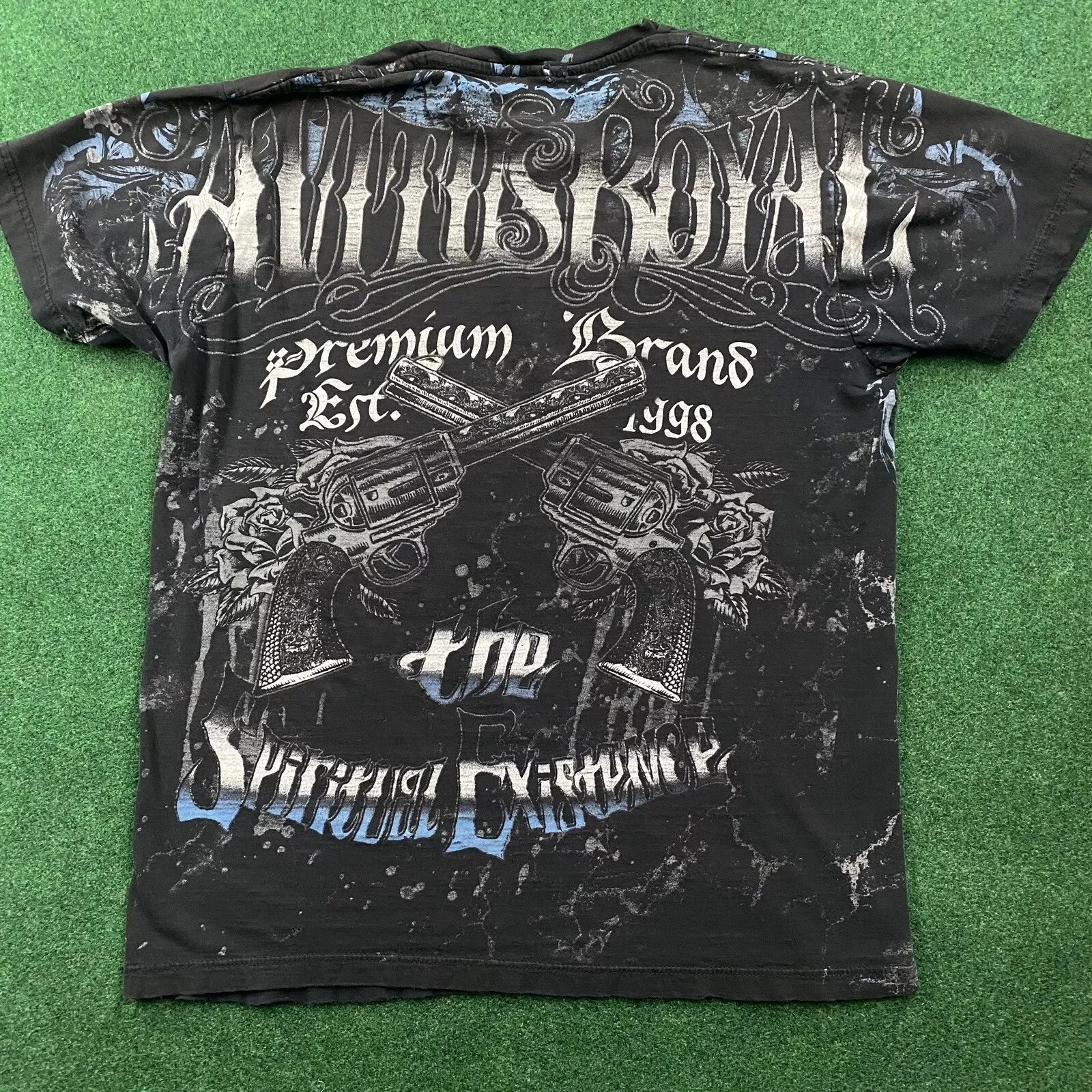 2000s Vintage Shirt Mens Black Affliction Emo Grunge Cyber Y2K Skulls Tee