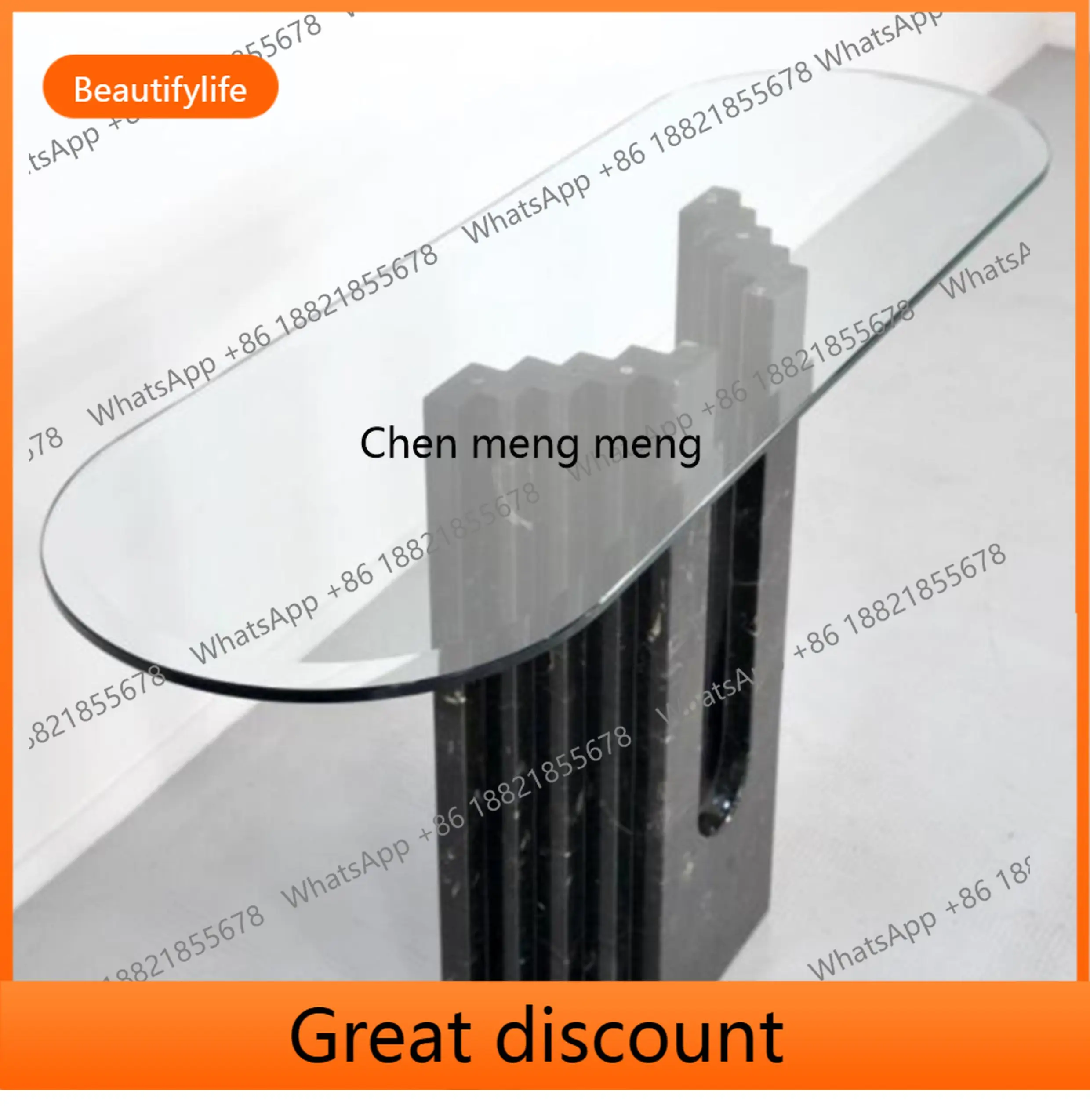 

M53 Modern and simple, marble entrance table against the wall, tempered glass against the wall, narrow side table