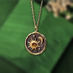 Vintage Necklace Bohemian Sun Moon Pendant Necklace Female Alloy Clavicular Chain Summer Boho Women Fashion Jewelry Accessories