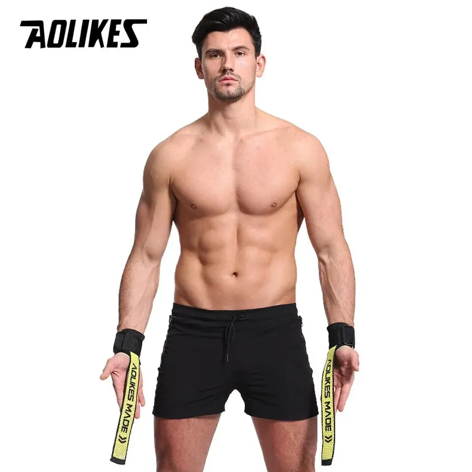 AOLIKES 1 Pair Weightlifting Straps Anti-Slip Silicone Lifting Wrist Straps Strength Training Crossfit Hand Grips Wrist Support