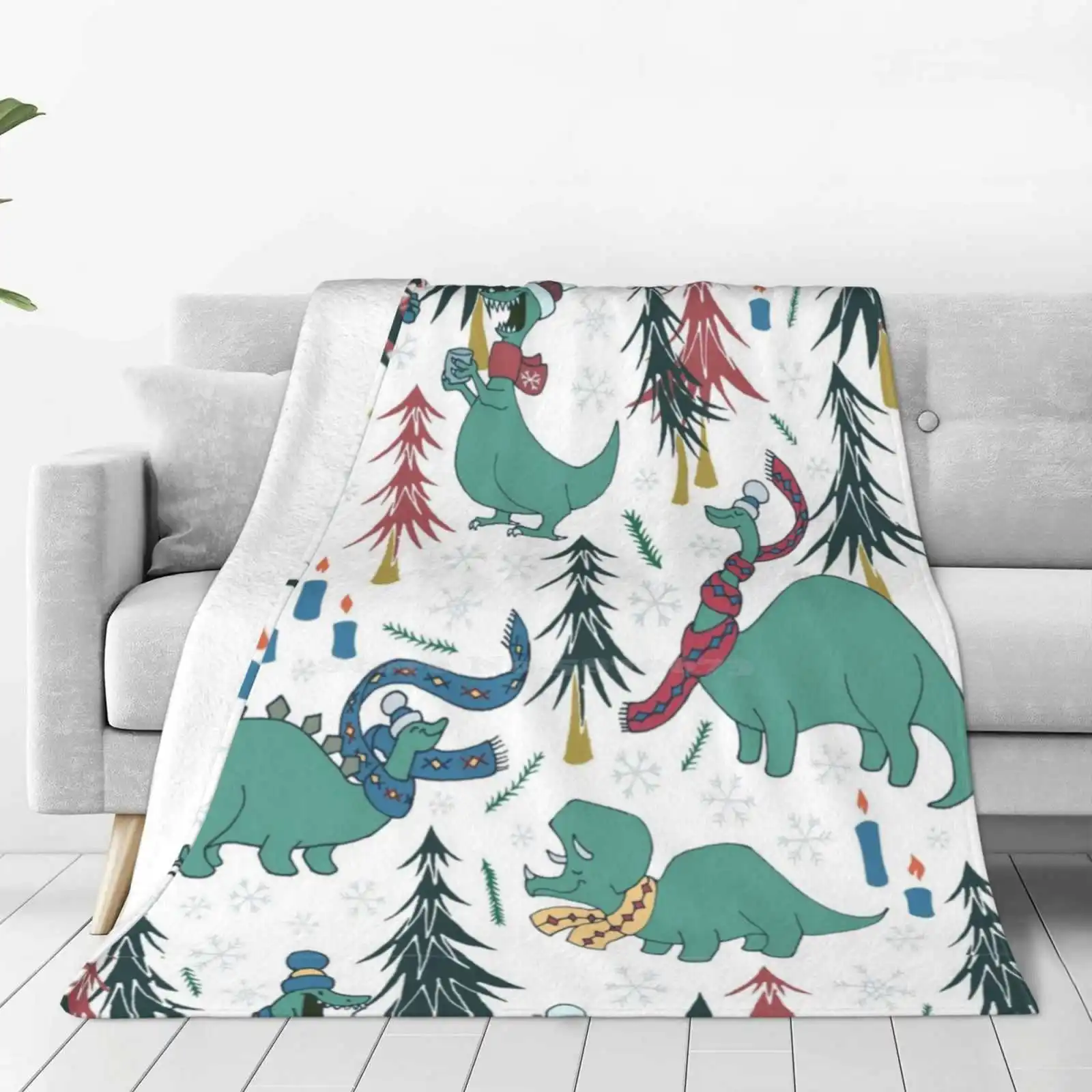 Dinosaur Hygge Party In The Forest All Sizes Soft Cover Blanket Home Decor Bedding Dinosaur Raptor Stegosaurus Triceratops T