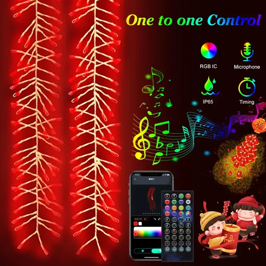 

IC Smart App Controlled Christmas Garland Fairy Lights RGB Outdoor Waterproof Firecracker String Lights for Party New Year Decor