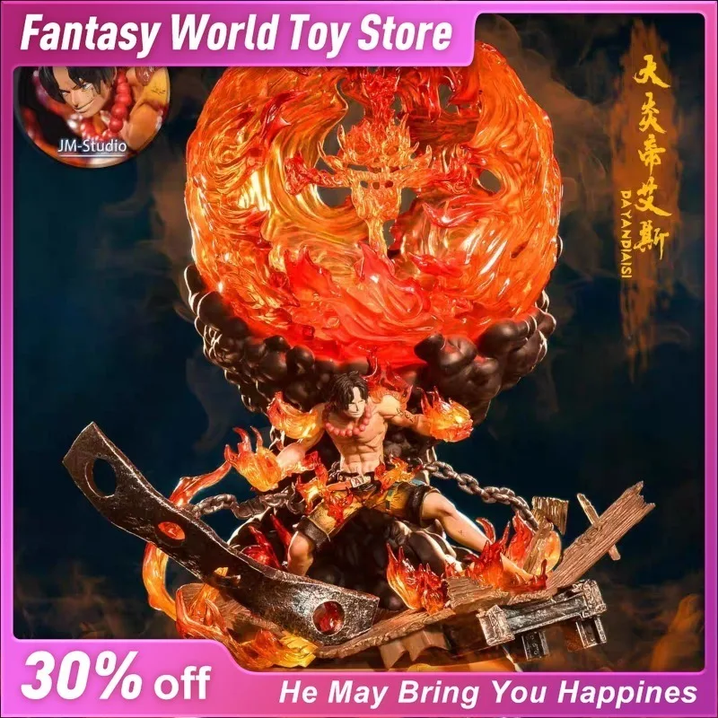 

One Piece Ace Large Figure Fireball Entei Great Flame Ring 16 Colors Light-Up Model Anime Collectible Statue Decor Gift for Fans