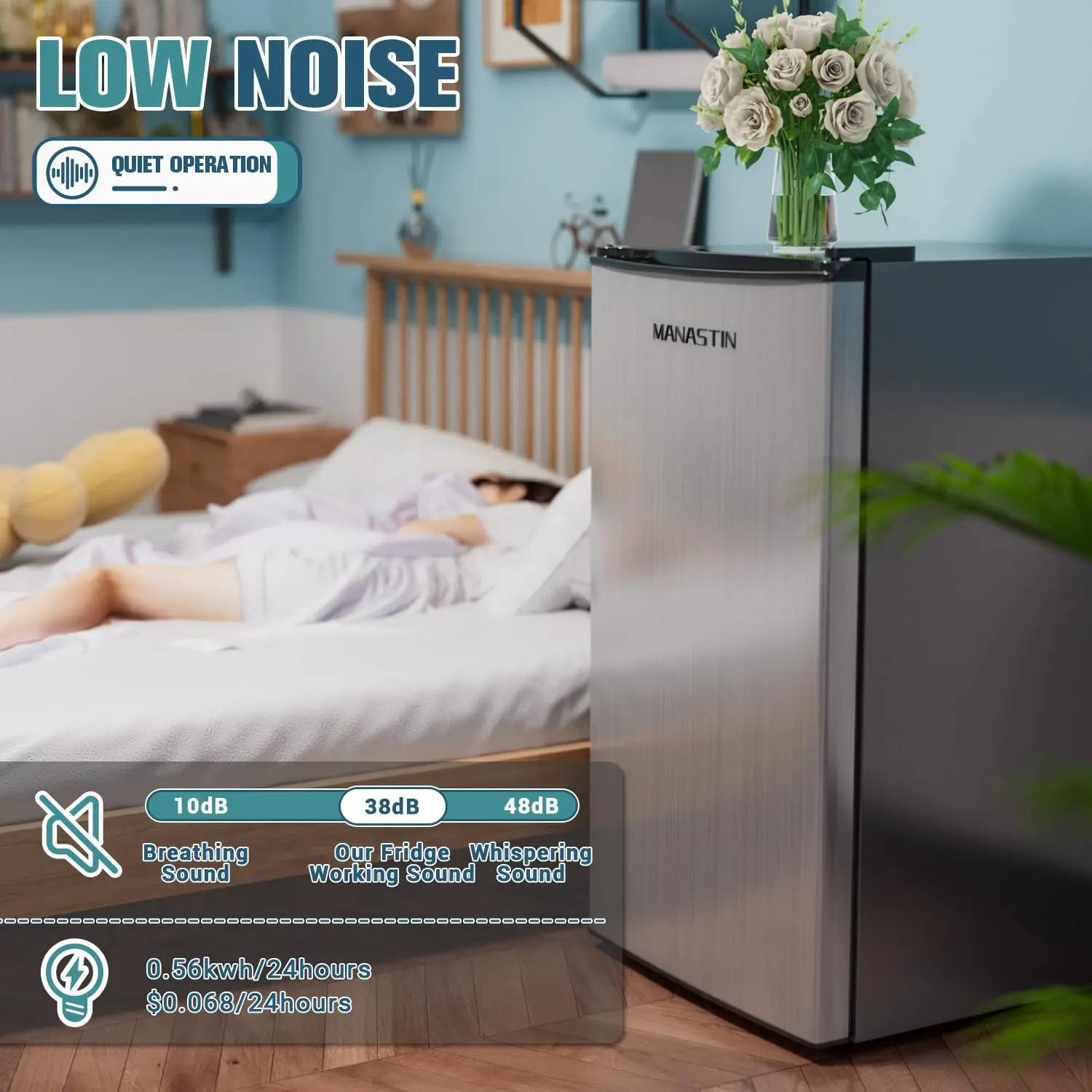 Nuevo 3,2 Cu. Ft Mini nevera con congelador para dormitorio, refrigerador compacto con termostato ajustable, estantes de vidrio