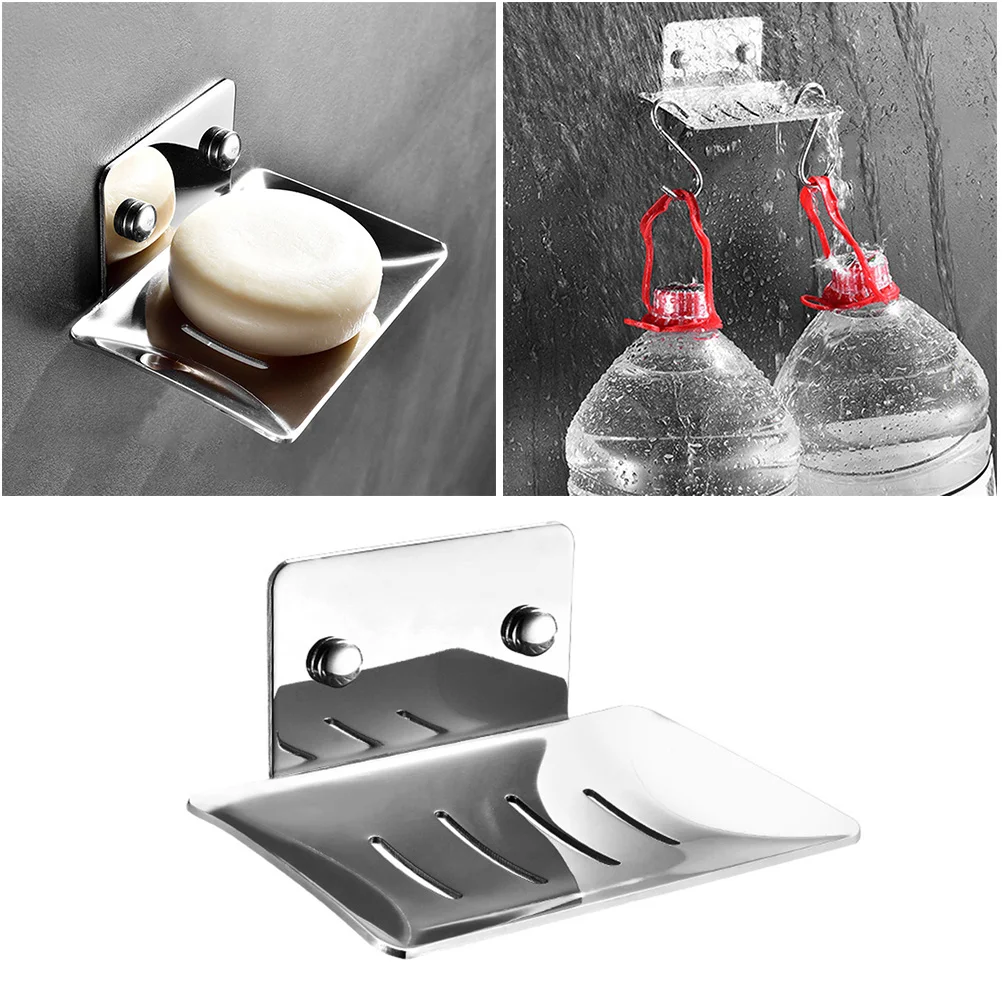 

Stainless Steel Drainable Design for Bathroom Kitchen Soap Holder Sponge Storage Stainless Steel Soap Shelf Modern Shelf