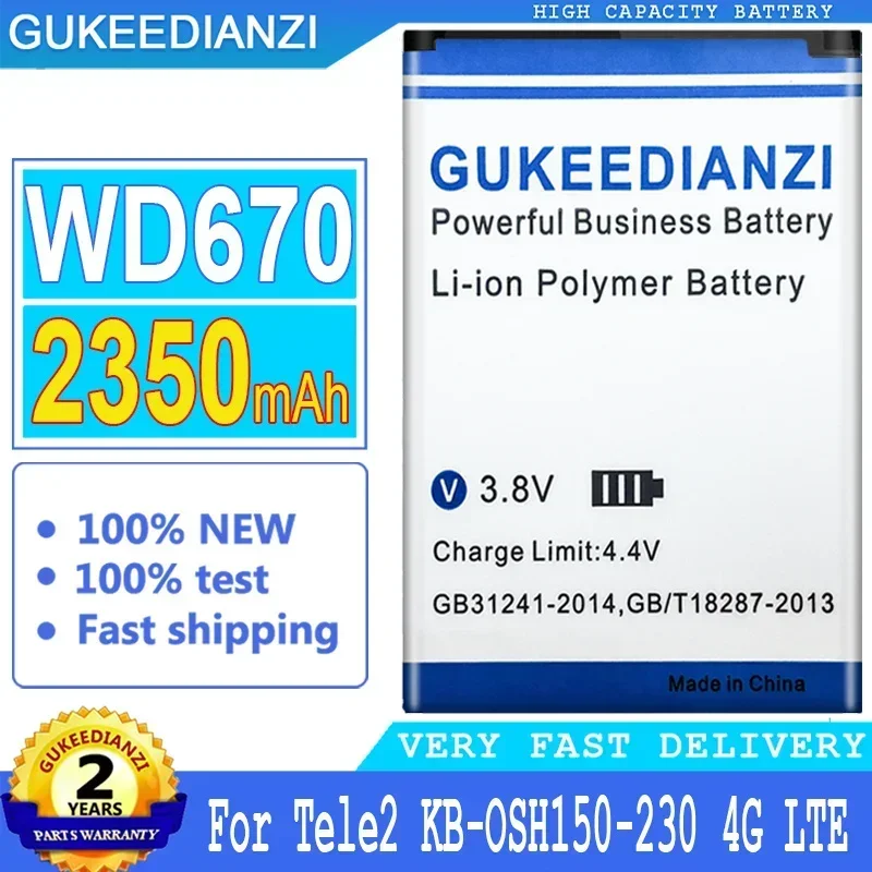 Аккумулятор GUKEEDIANZI WD670 для Tele2 KB-OSH150-2300 для Tele 2 OSH-150 4G LTE Pocket WiFi Router, аккумулятор большой мощности, 2350mAh