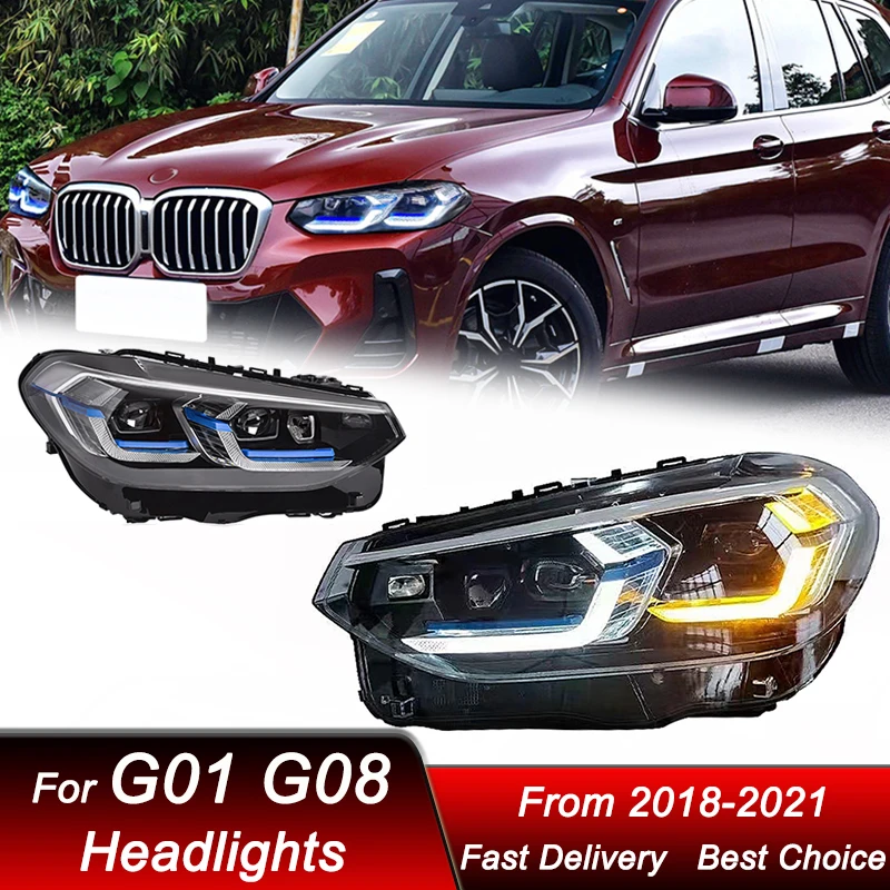 

Поп-стайлинг автомобилей фары для BMW X3 G01 G08 2018-2021 новый стиль полностью светодиодные фары в сборе обновление объектива проектора аксессуары