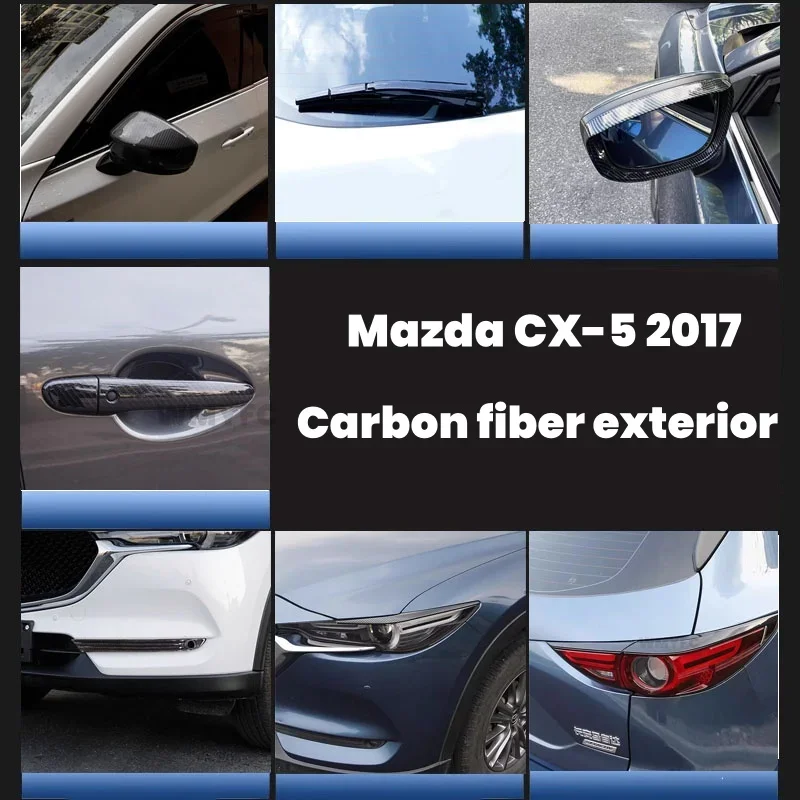 Fibra di carbonio Auto Faro Fendinebbia Strisce Maniglia Della Porta Copertura Dello Specchio retrovisore Portellone decorativo Trim Per Mazda CX-5 2017 -2024