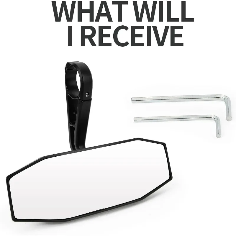 Rear View Center Mirror with Glass for UTV 1.75" Roll Cage Bar RZR 800 900 1000 Turbo XP General 1000 Arctic Cat Wildcat X 1000 view 6