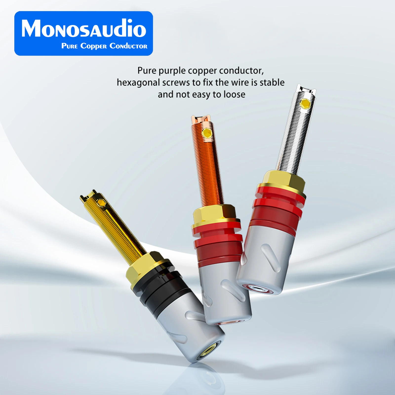 

Monosaudio 2/4Pcs BP651 Pure Coppe/ Rhodium/Gold Plated HIFI Amplifier Speaker Terminal Binding Post Sockets